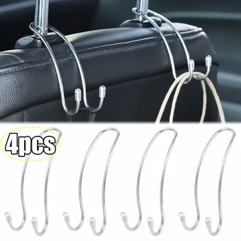 Stainless Steel Car Hooks Back Seat Headrest Mount Hanger Holder Handbag Shopping Bag Storage Hooks Interior Organizer 1