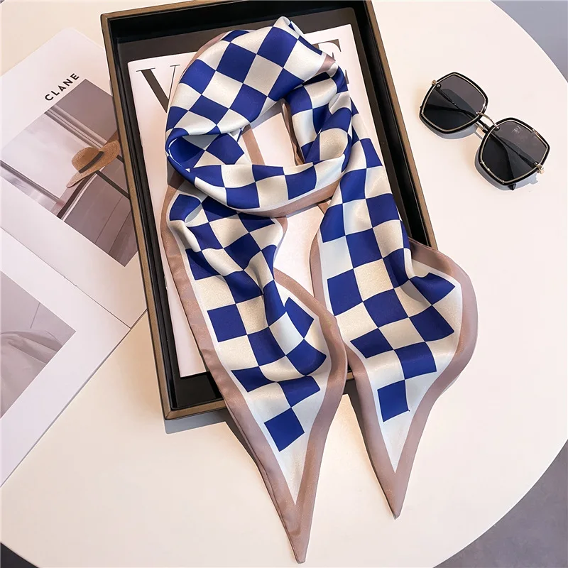 S880bef48921b43fcabae4fbc2ee42a41J Fashion Headbands Silk Neck Scarves For Women Long Hairband Print Bag Scarfs Neckerchief Hair Ribbons Tie Scarf Ladies 14x145cm Mallzona