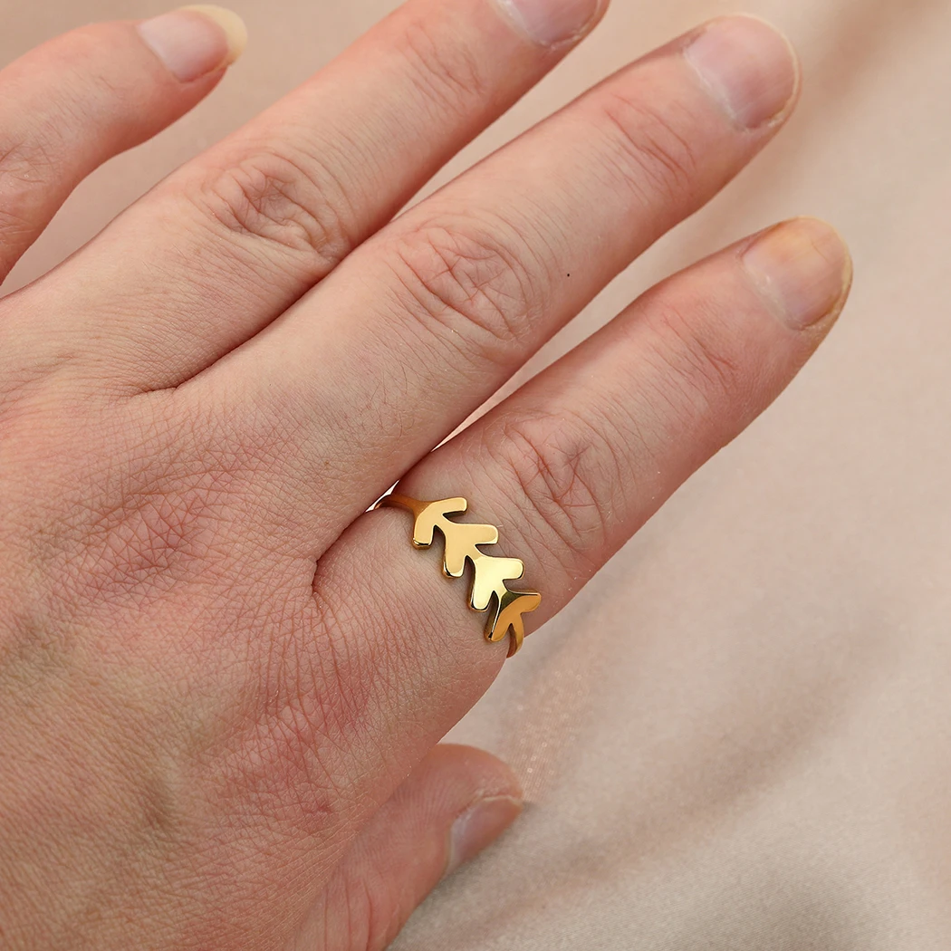 Anillo Geométrico de Flor y Hoja Vintage (Acero Inoxidable Dorado) S880bf9c9a2984845aed18de2c943a531Y