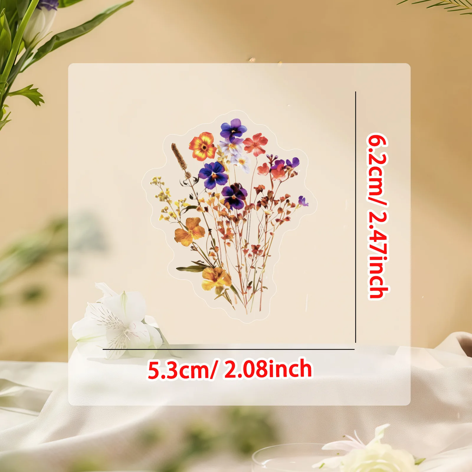 50PCS 꽃 꽃다발 디자인 스티커 낙서 스티커 DIY 일기 전화 케이스 수제 스크랩북 미적 스티커