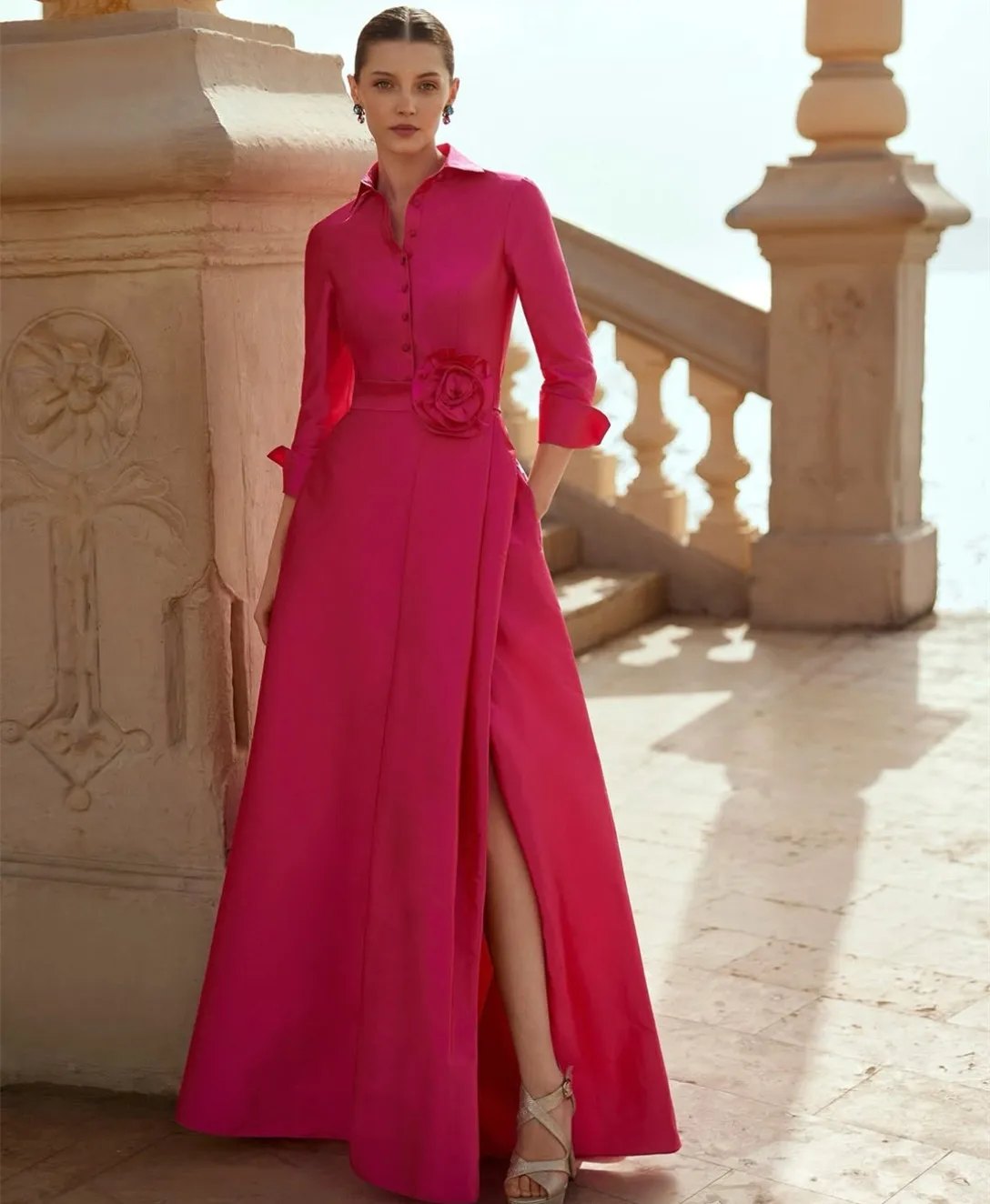 a line formal dress with pockets A Line V Neck Yellow Prom Dresses Satin Formal Dress TP0954 US4 / Custom Color