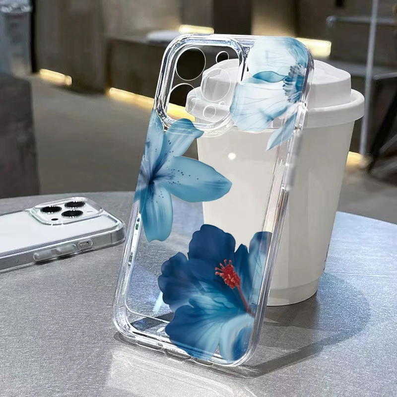 Transparent Peach Blossom Pearl TPU Phone Case Cover