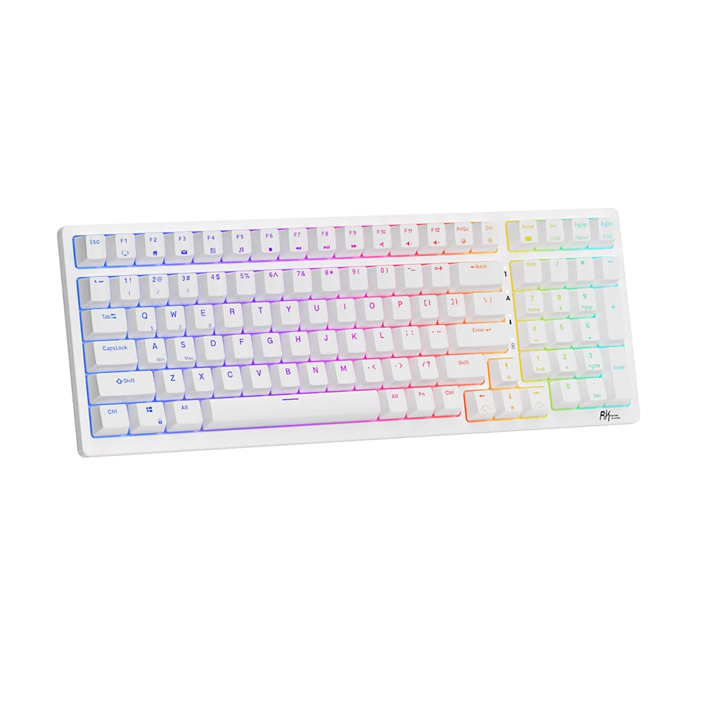 Royal Kludge RK98 RGB 2.4G Wireless Mechanical Gaming Keyboard Hot Swappable Bluetooth 5.0 with 2 USB Port pink computer keyboard