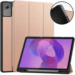 Premium PU Leather Soft Back Cover with Pencil Holder for Xiaoxin Pad12.1 2025 (Rose Gold)