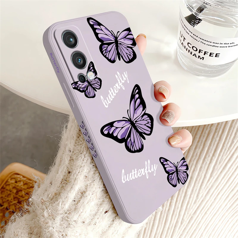 Purple Butterfly Flowers Pattern Shockproof Silicone Phone Case - Soft Protective Cover