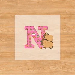Playful Capybara Iron - On Cartoon Letters A - Z Heat Transfer Stickers for DIY Clothing and Accessories (SHUI 394)