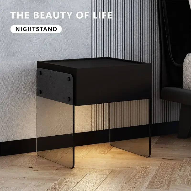 

Smart Bedside Table with Induction Light Minimalist Modern Night Stands for Bedroom Creative Design Nightstands Storage Cabinet