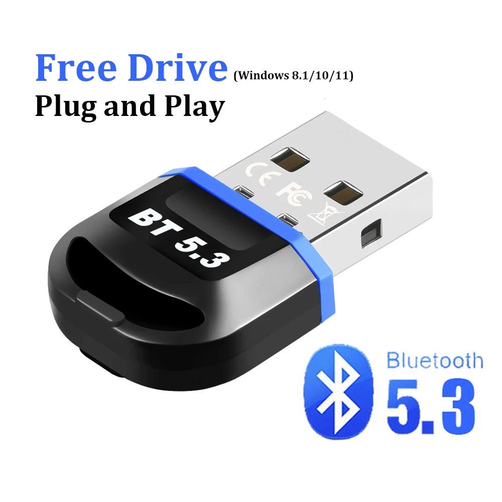 Adapter Bluetooth dla Usb do komputera Bluetooth 5.3 Dongle Bluetooth 5.0 odbiornik dla głośnika klawiatura z myszką nadajnik dźwięku muzyki