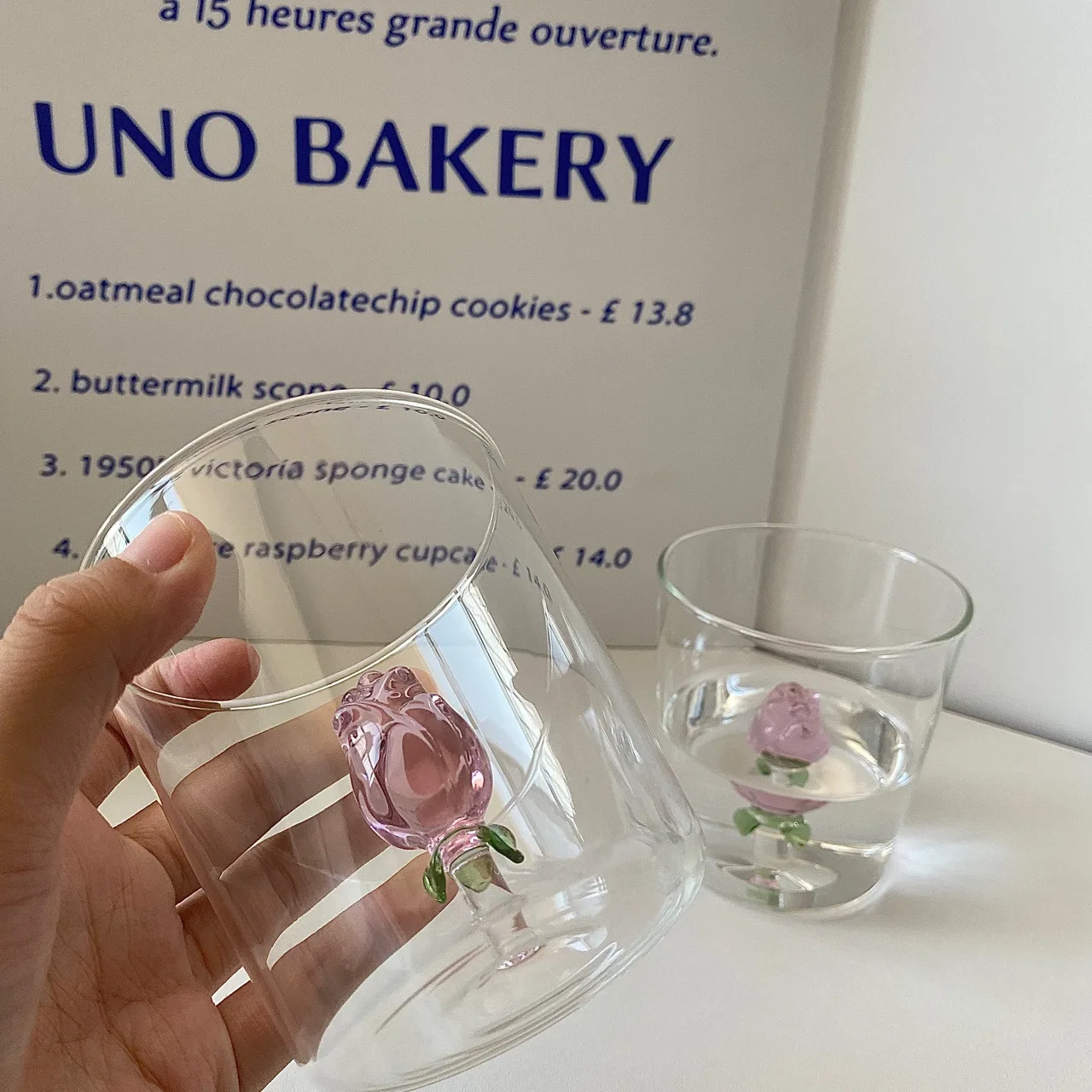 

High-Grade Sense Glass Water Cup Delicate Girl Three-Dimensional Rose Glass Cup High Borosilicate, Heat-Resistant Souvenir, Home