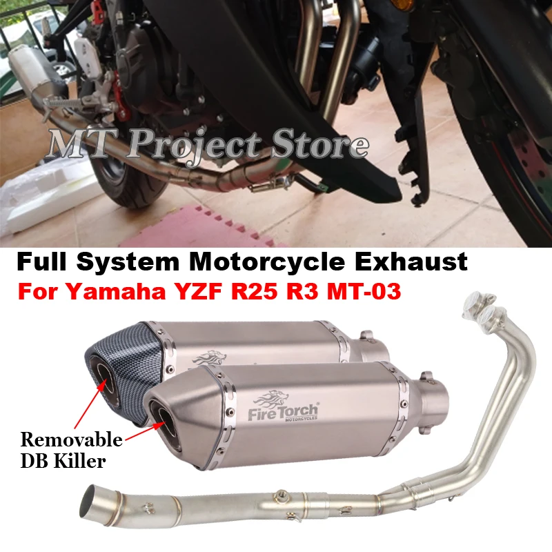 

Slip On For Yamaha YZF R25 R3 MT-03 Full Motorcycle Exhaust System Escape Modify Front Mid Link Pipe DB Killer Moto Muffler 51mm