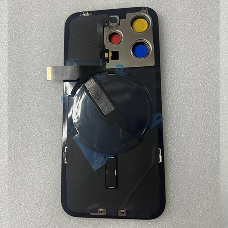 Back Glass Cover For iPhone 15 Pro Max 15 Plus Rear Case Door Housing With Wireless Flex Cable Metal Plate Replacement phone back cover