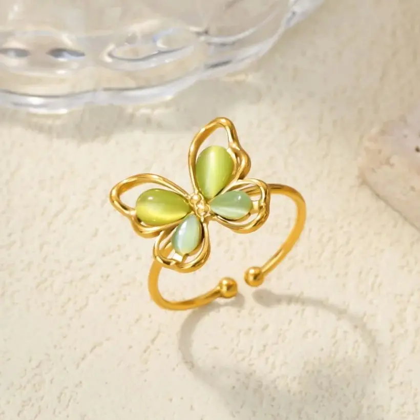 Butterfly Rings Geometric Opening Finger Ring