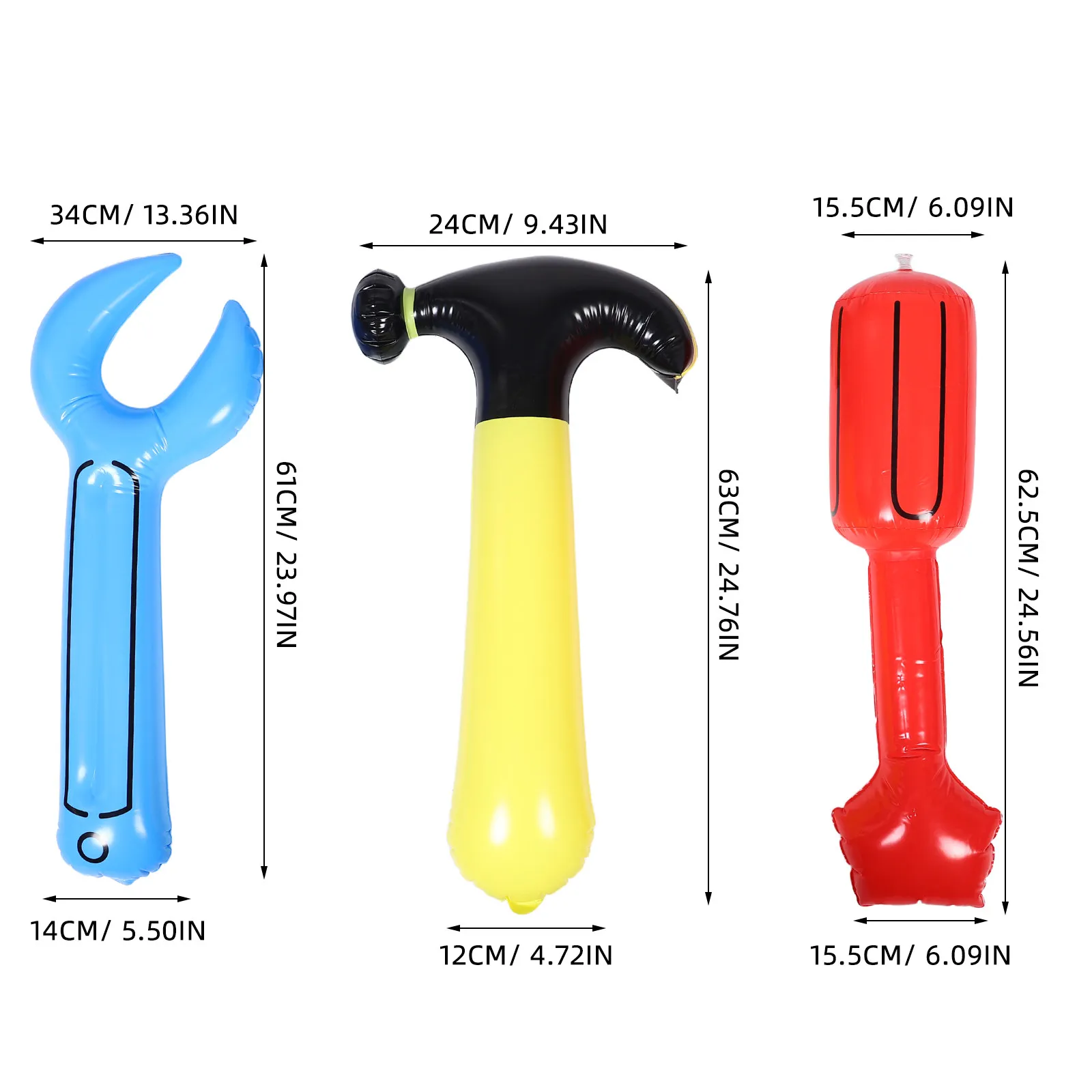 1세트 풍선형 공구 세트 어린이용 망치 렌치 드라이버 건설 역할놀이 파티 장식 소품