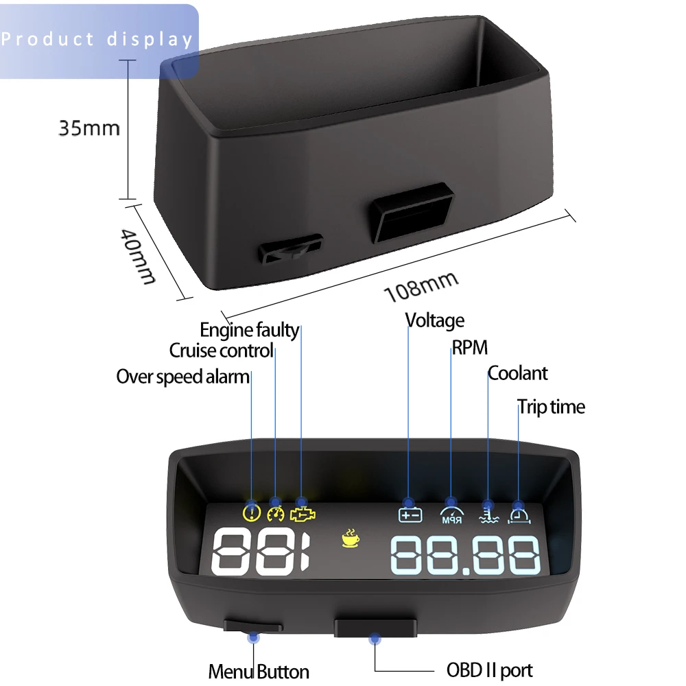 Vjoycar-  OBD2 ÷    HUD  ӵ ̴   RPM ð,   ˶ ڵ