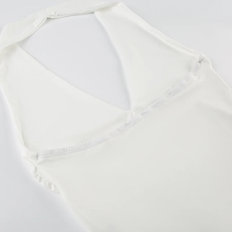 Tops ajustados con cuello halter, espalda descubierta y abertura para mujer, sin mangas, cuello en V, sexys, básicos, informales, de verano