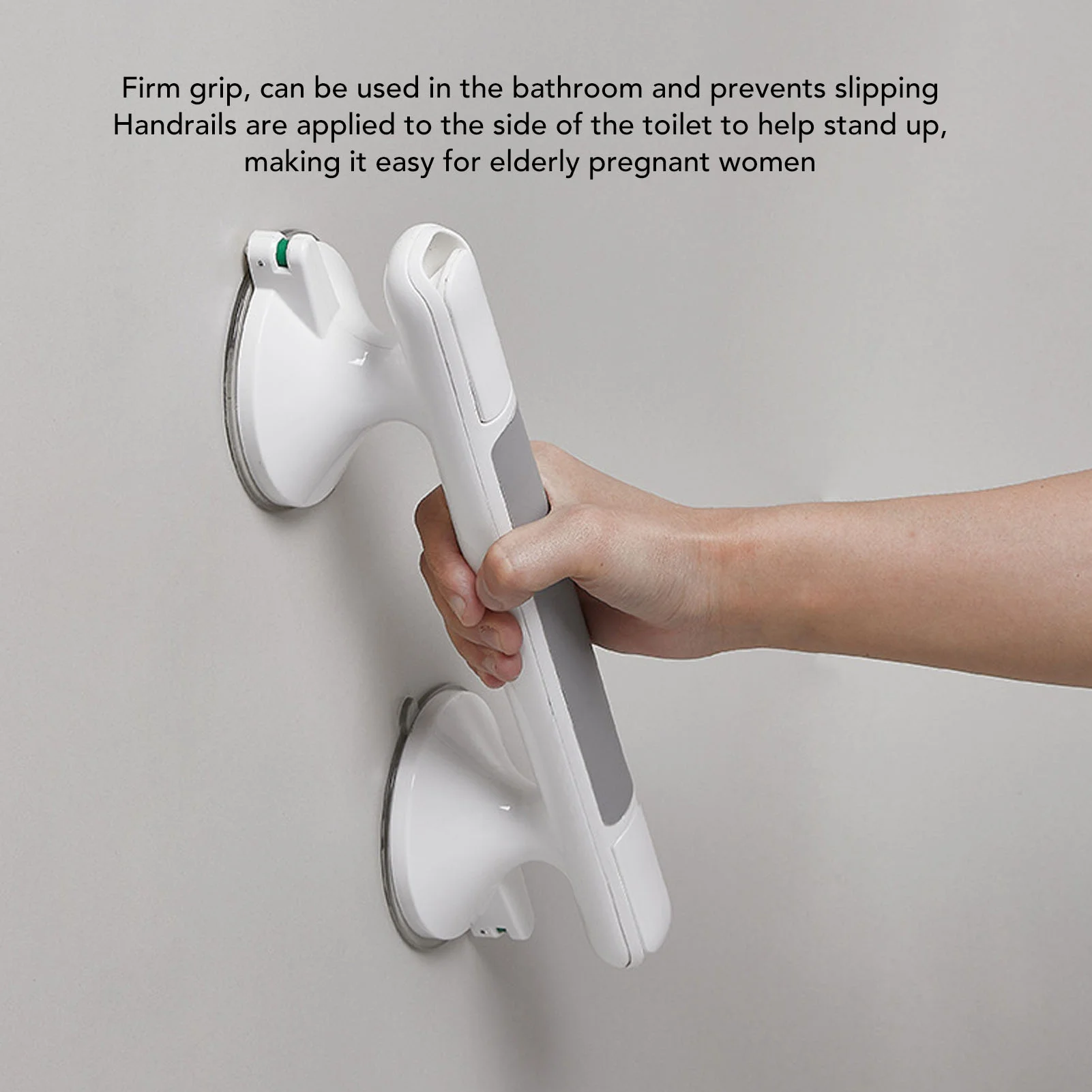Shower Grab Bar for Seniors Elderly Non Slip Suction Cup Water Resistant Handicap Shower Safety Bar with Luminous Strip Gray 2