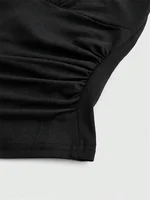 Haut court dos nu à col en v pour femmes, couleur unie, col licou, Sexy, Y2K, sans manches, froncé, Streetwear, été 6