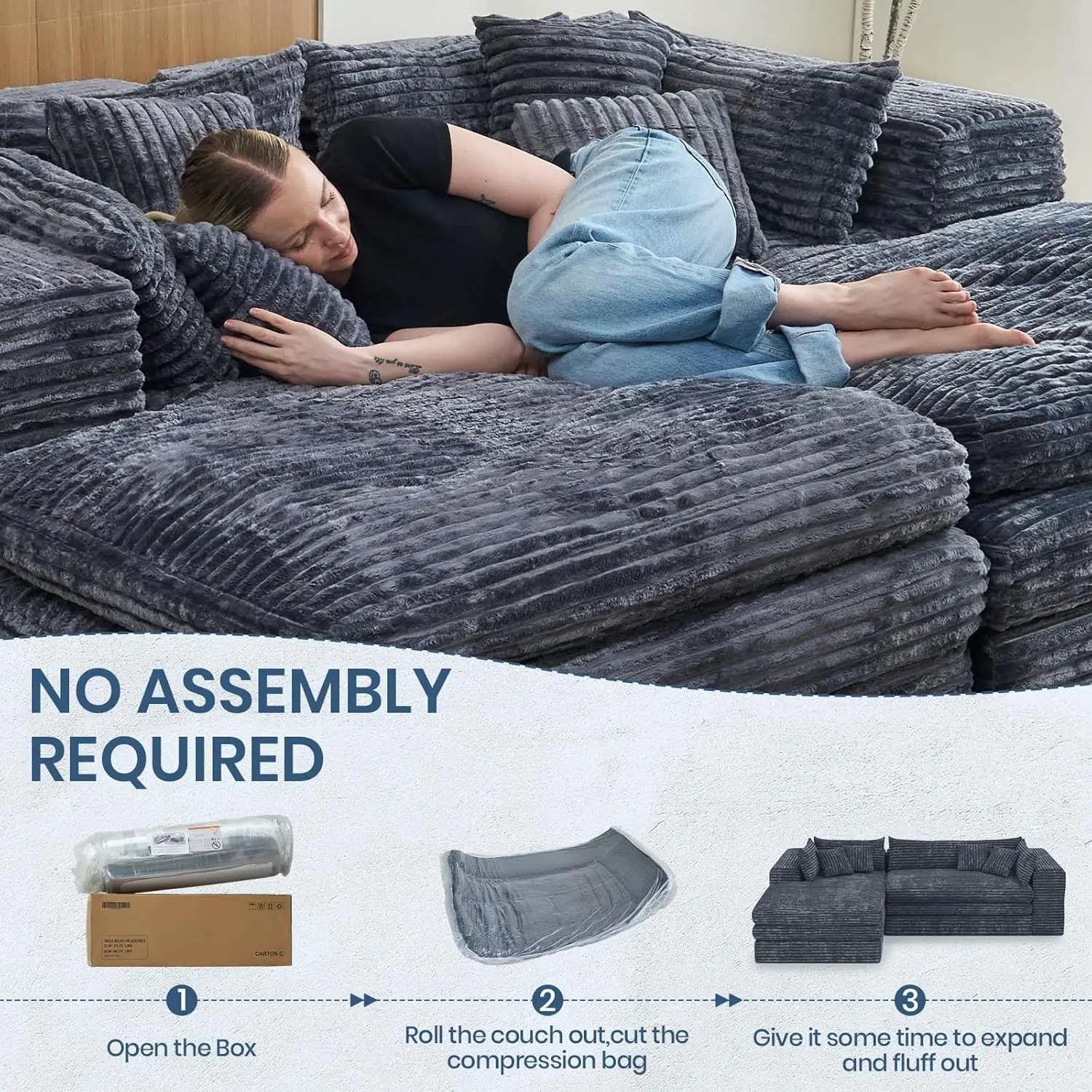 Plush Corduroy Sectional Sofa 5
