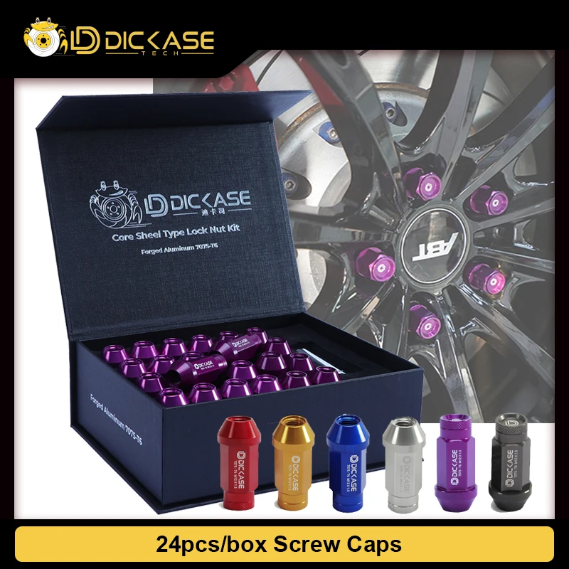 Dicase 24pcs/box 7075t6 Screw Caps Sets Cover 7 Colors Wheels