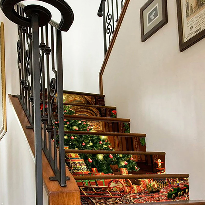 Christmas Creative Staircase Stickers Christmas Tree Corridor Stairs Renovation Home Decoration Stickers Decorations