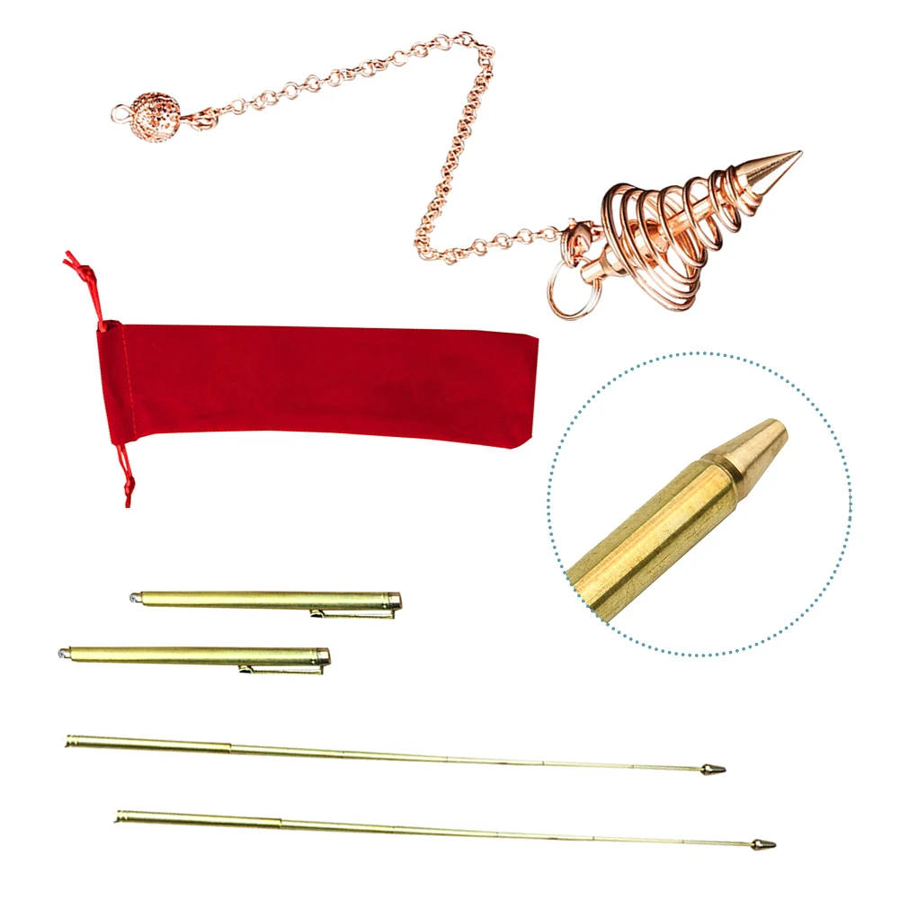 

Set Of 4 Test 2pcs Measuring Rods With 1pcs Pendulum Tools 57 Cm Golden Alloy Cloth Storage Bag Hunting Spirit Stick