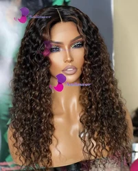 Brown Highlight Lace Front Wig Human Hair Black Curly Wig Silk Base Top Wig Kinky Curly Wig Human Hair For Black Women
