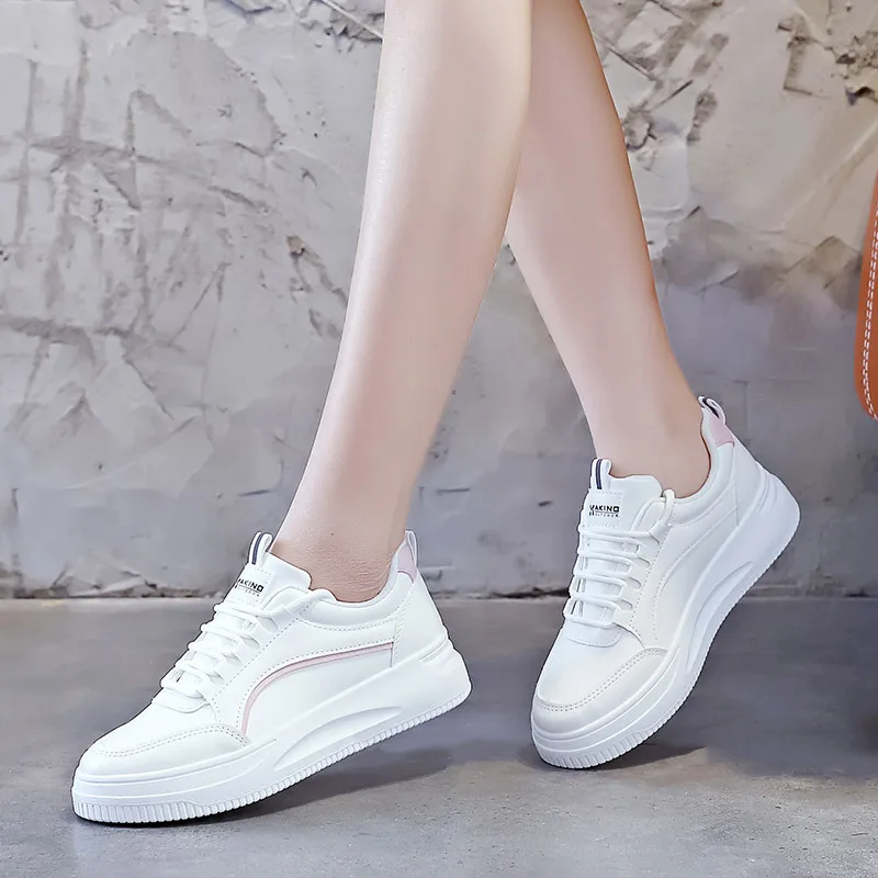 Women's White Platform Sneakers Casual Lace Outdoor Shoes - Temu