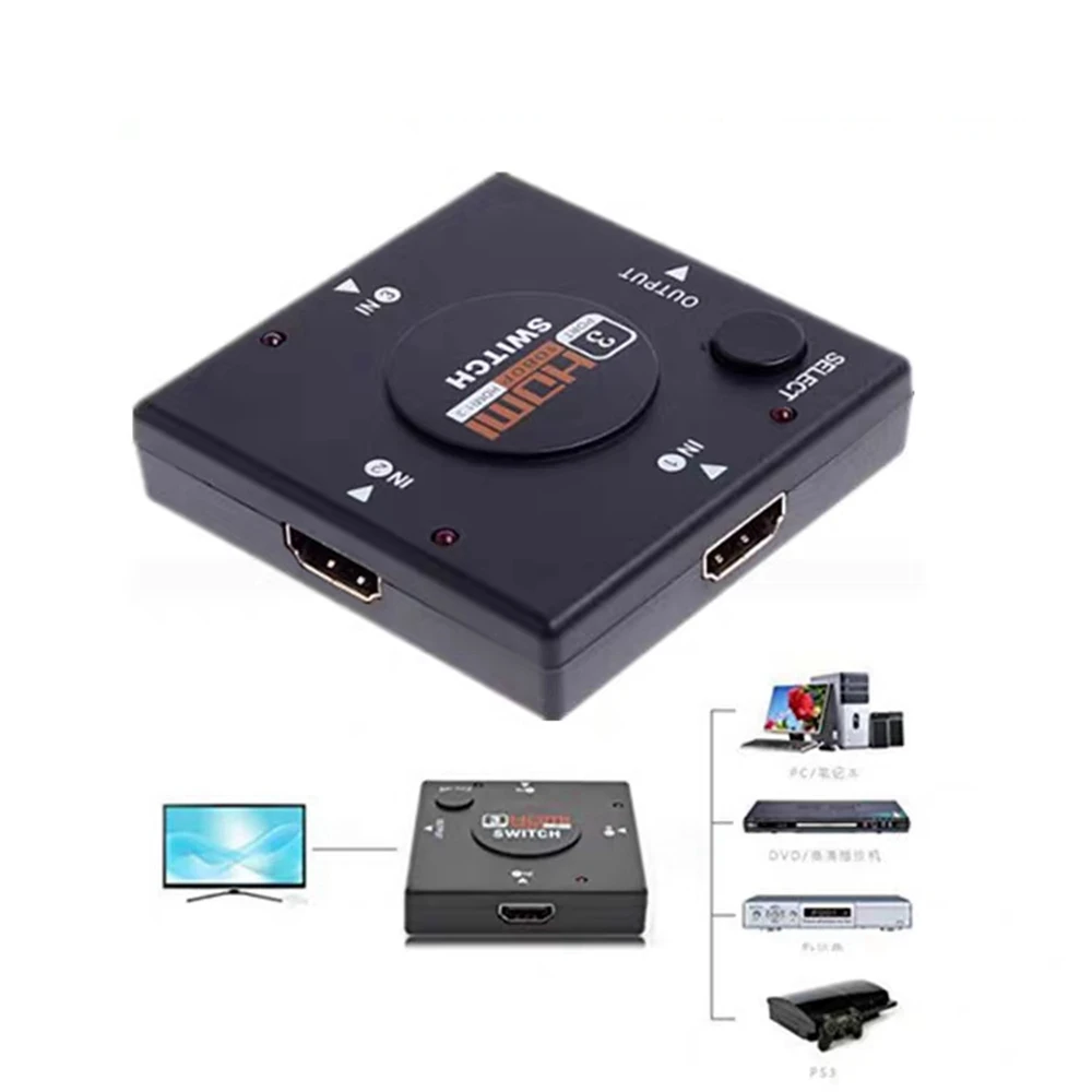 

The HDMI switch supports 1080P 3 in 1 out, 3 in 1 out high-definition switching, 3 in 1 out