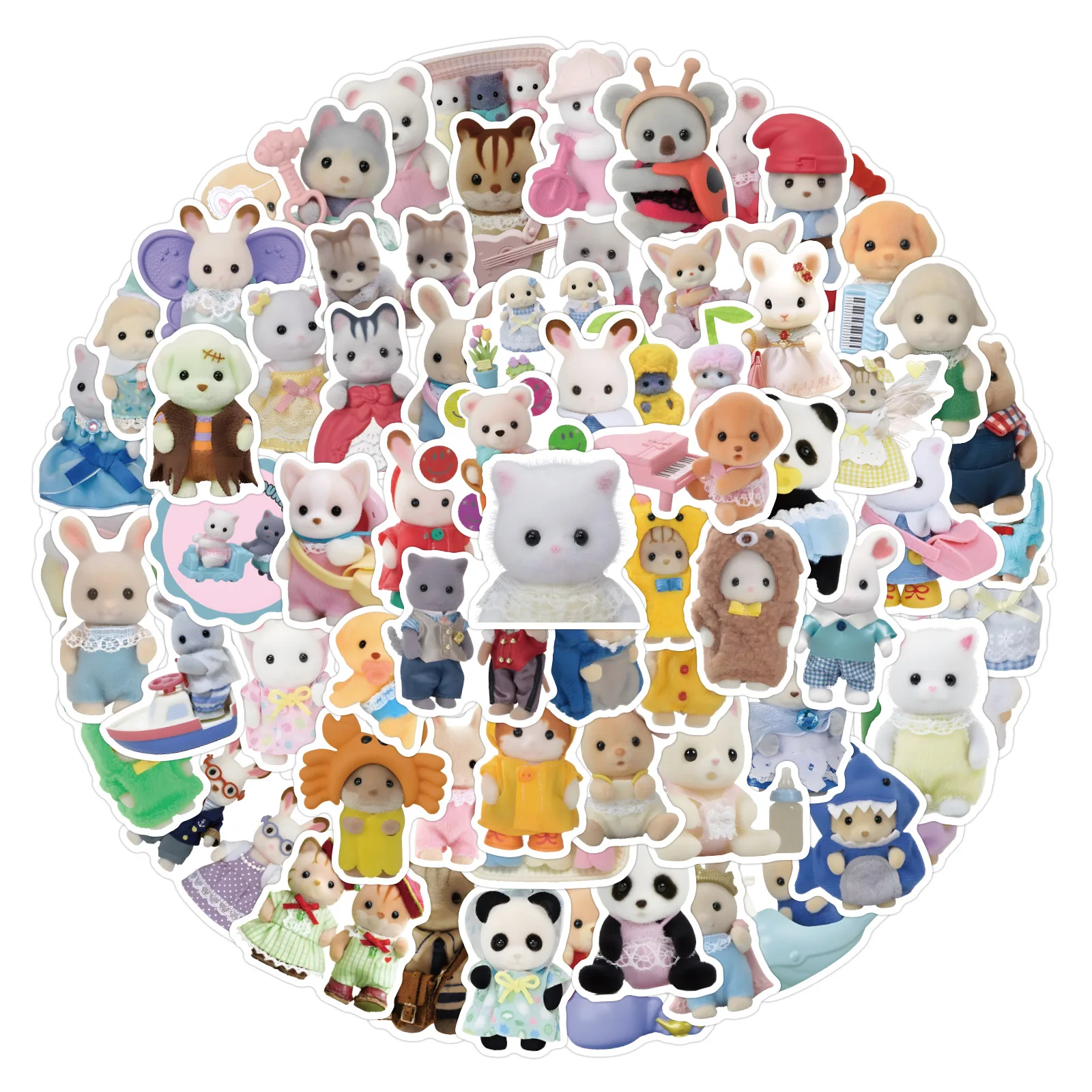 60/120pcs Calico Critters Stickers Laptop Scrapbook Decoration Graffiti Decals Skateboard Laptop Waterproof Sticker Toys Decor 3
