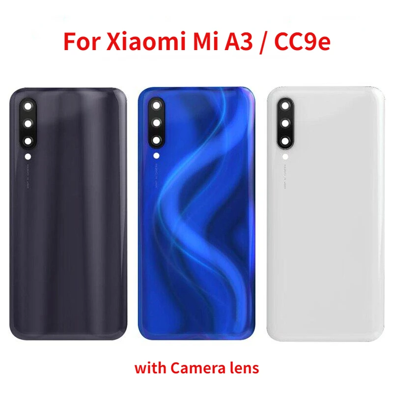 

Новое заднее стекло для Xiaomi Mi CC9e Mi A3, задняя крышка аккумулятора, задняя крышка корпуса с рамкой для камеры, запчасти для ремонта объектива