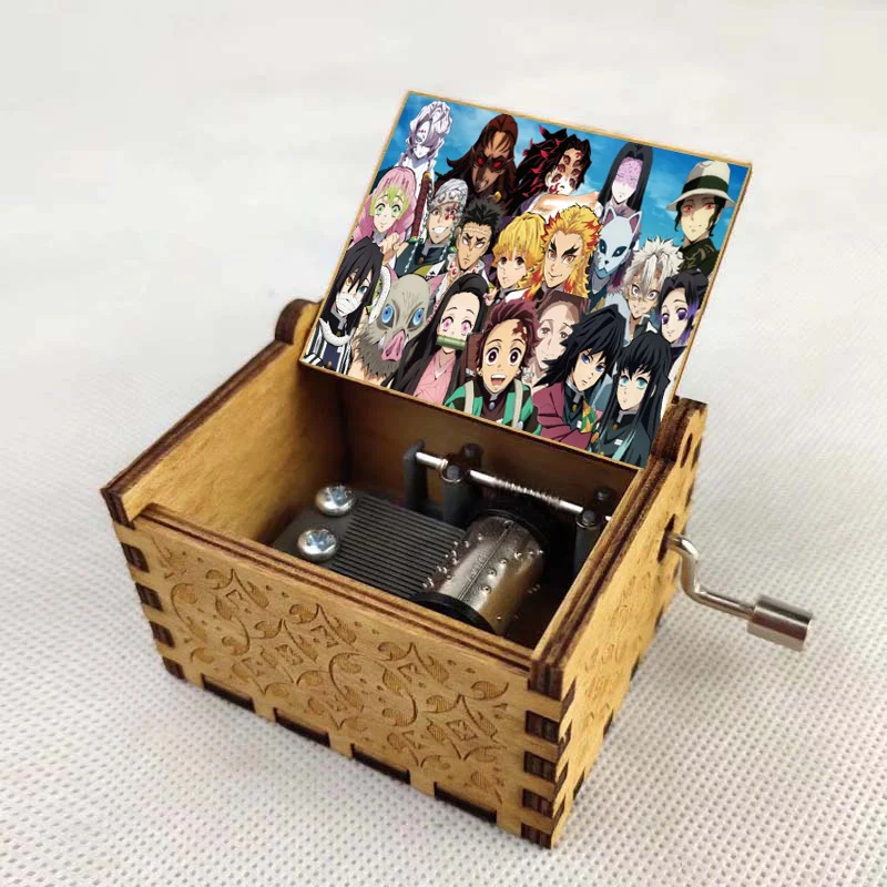 

New Design anime Kamado Tanjirou Kamado Nezuko Vintage Mechanical Wooden Music Box Wood Crafts Kids toy Birthday Gifts