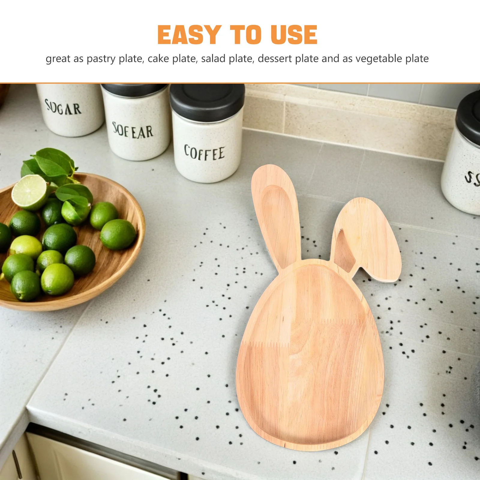 Easter Wooden Rabbit Plate Adorable Wooden Tray Snack Fruit Tray for Parties Holidays Dinners Easter Bunny Plate 4