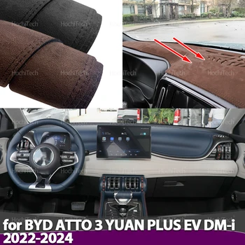 Auto Antiscivolo Zerbino Pelle Scamosciata Auto Cruscotto Copertura Zerbino Dash Zerbino Proteggere Tappeto Per BYD ATTO 3 YUAN PLUS EV DM-i 2022 2023 2024