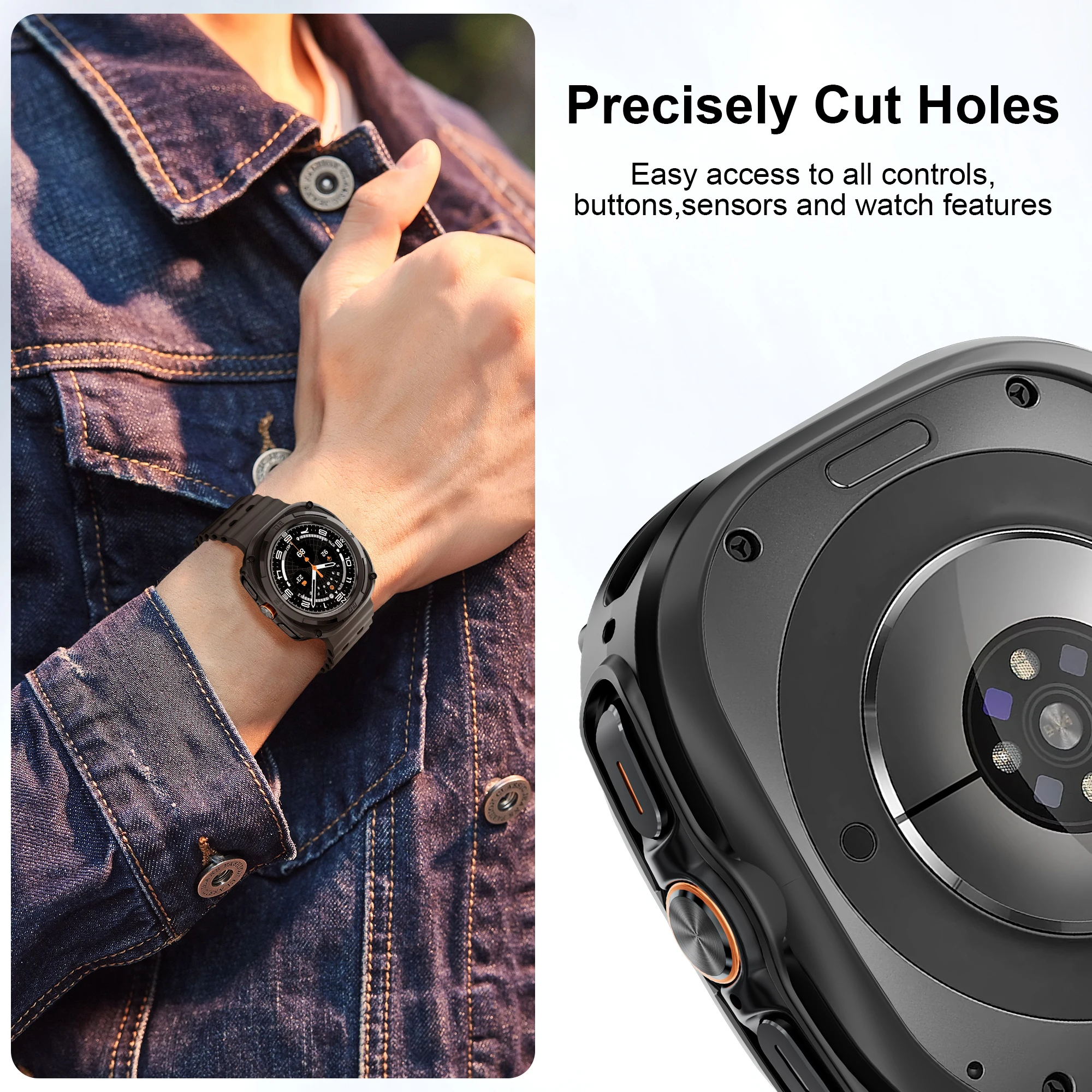 Protective Hard PC Frame Bumper Case with Screen Protector for Galaxy Watch Ultra 47mm