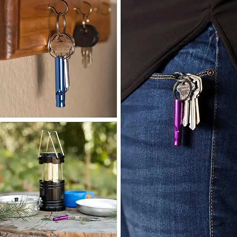 Whistle keychain Survival whistle Whistle Disaster Prevention Loud Sound Multifunction Whistle Keychain Small Aluminum Training Outdoor Portable Survival