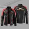 New motorcycle style leather jacket Moto Guzzi color stand collar leather jacket spring and autumn style without velvet jacket 2