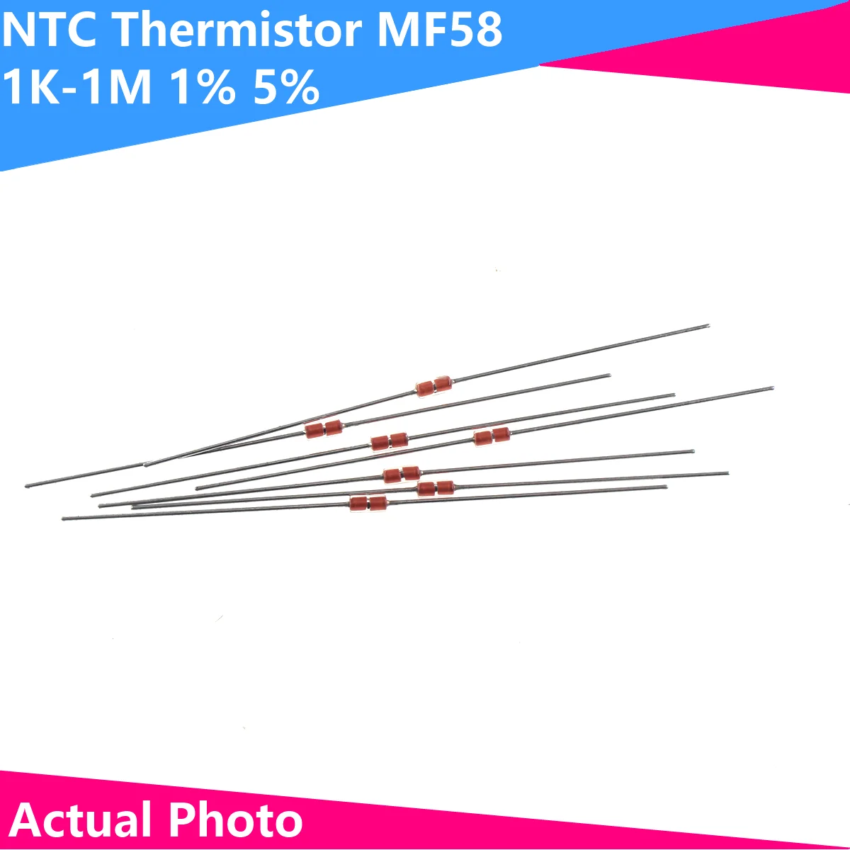 20pcs NTC Thermistor MF58 Glass Sealed Diode Resistance 5K 10K 20K 50K 100K B Value 3950Precision5%Electric Heating Furnace With ntc thermistor