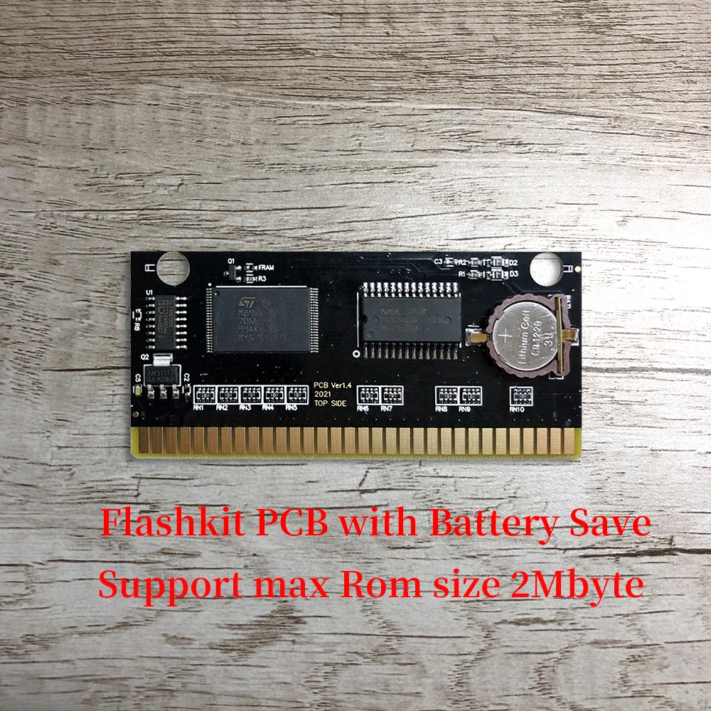 KY 기술 MD FlashKit 카드 Sega Megadrive Genesis 비디오 게임 콘솔 카트리지 용 재기록 가능한 무전해 골드 PCB 카드