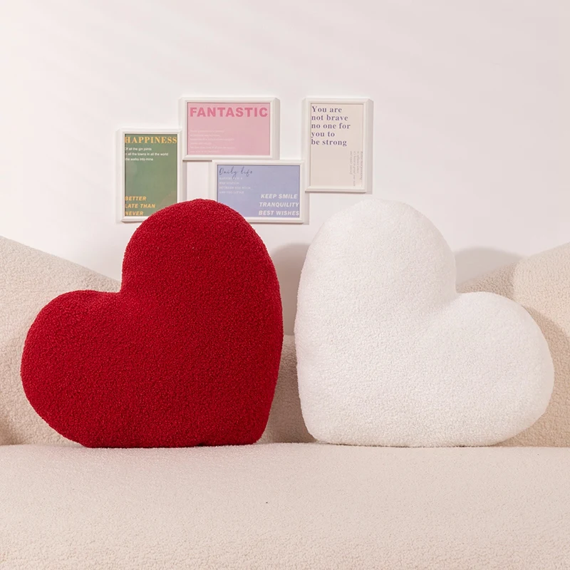 Plush Heart Pillow Stuffed White Red Say Love Plushie Wedding Party Sofa Chair Bed Home Room Decor Present 4