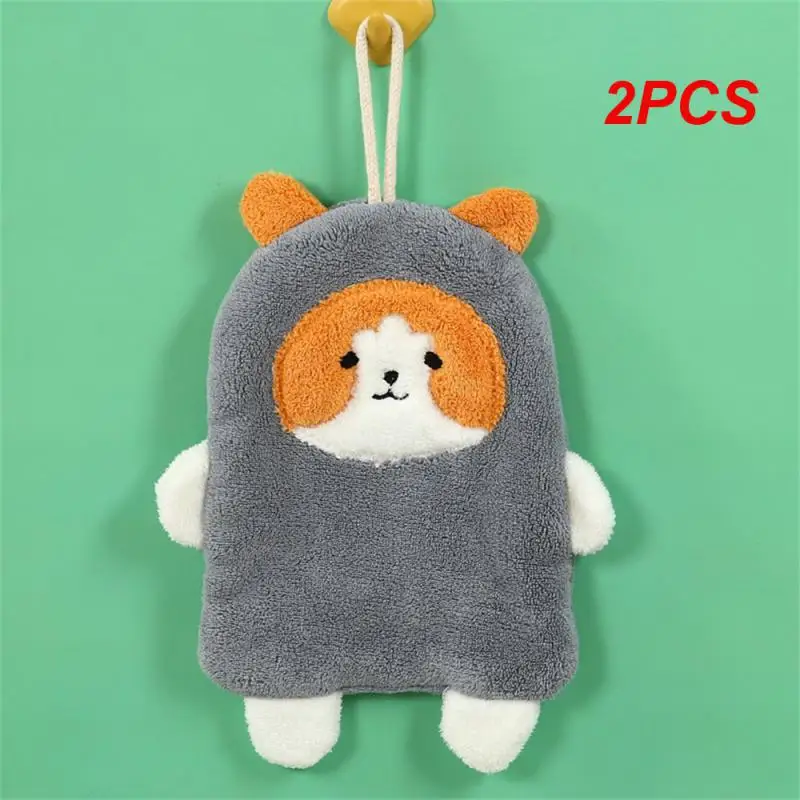 

2PCS Cartoon Puppy Hand Towel Coral Fleece Kitchen Towel 16x21cm Absorbent Towel Kitchen Tools New Puppy Towel Embroidery