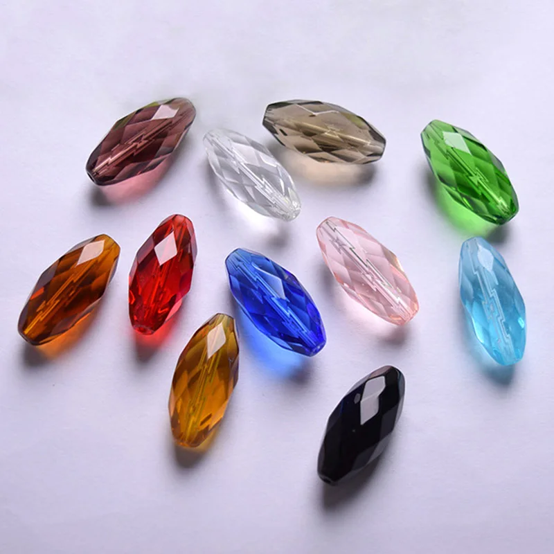 5pcs 30mm x 14mm Oval Faceted Glossy Crystal Glass Loose Beads For Jewelry Making DIY Crafts Findings