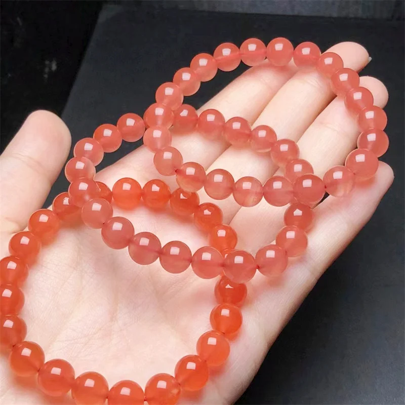 

Natural Nanhong Agate Bracelet Jewelry For Woman Man Fengshui Healing Wealth Beads Crystal Birthday Gift 1pcs 8.5MM