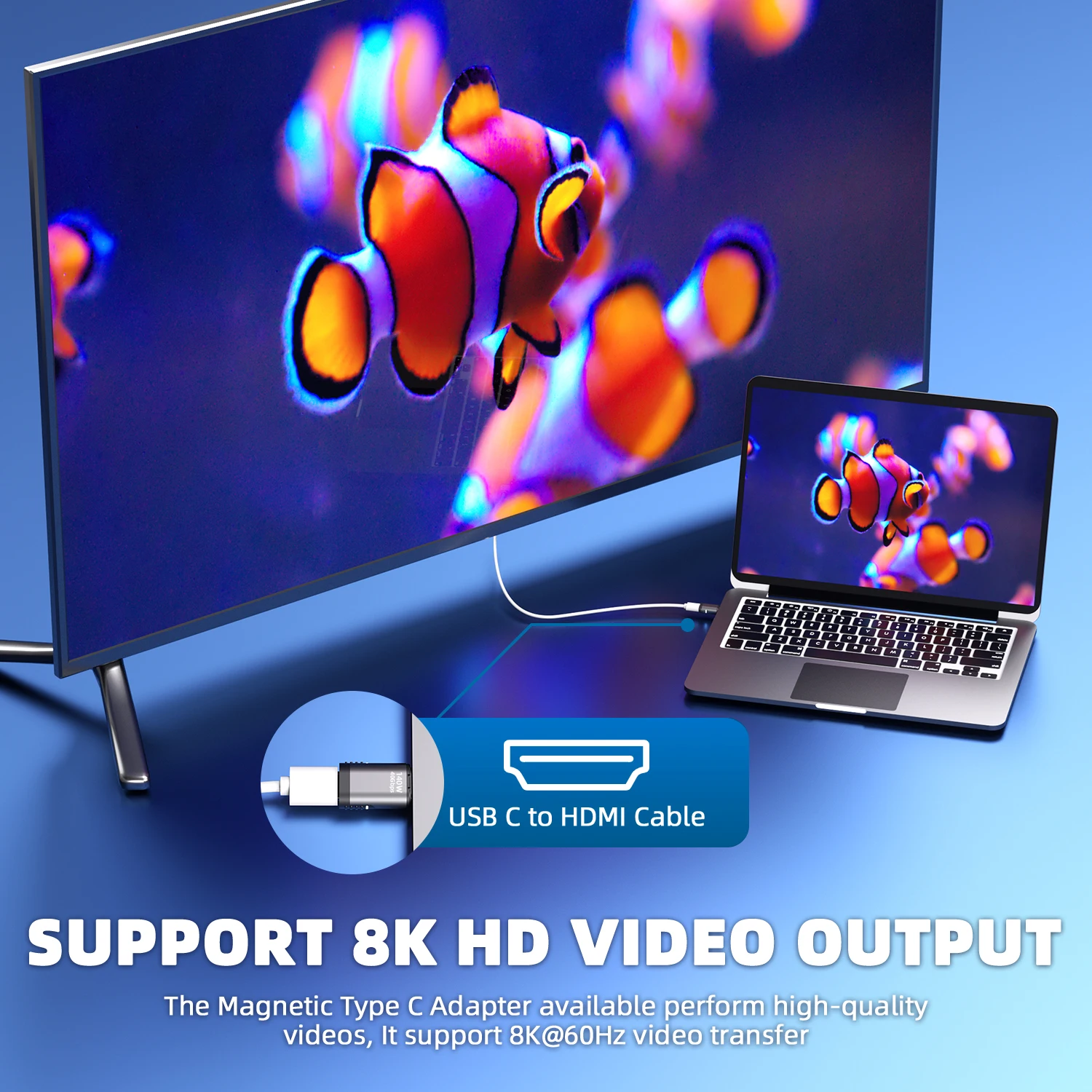Fonken 24 Pinos Usb Adaptador Magnético tipo c 140w para Macbook Pro ar Samsung 40g 20g 8k @ 60hz Usb c Carga Rápida Ímã Conversor - Imagem 6