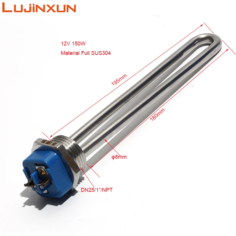 Description Picture 5 of itemLUJINXUN 1 Inch NPT Thread Submersible Water Heater Element 12V/120V Immersion Solar Heater 304 Stainless Steel Tube 1pc