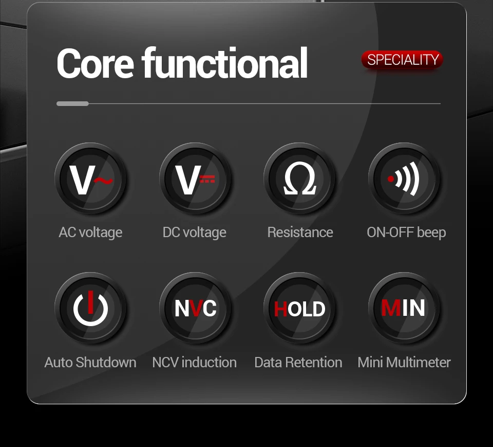 Description Picture 4 of itemANENG M113 Mini Digital Multimeter AC/DC Voltage Meter 1999 Counts Multimetro Ohm NCV Electricity Tools Measuring Instruments
