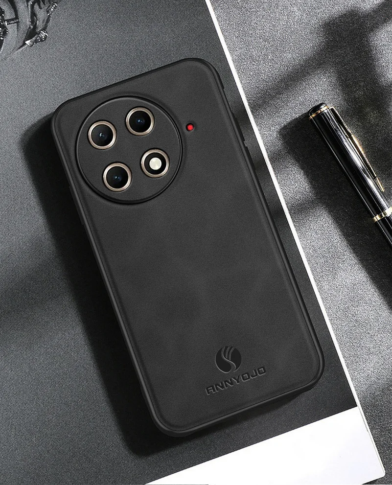Matte Plain Leather Phone Case with Built-in Metal Car Mount Holder Cover