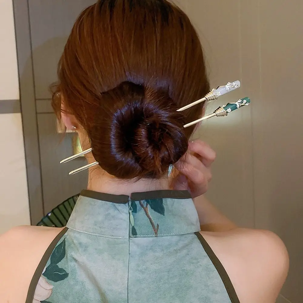 For Girls Leaf Pearl Ancient Style Hairstyle Tools Flower Hair Sticks Women Hanfu Hairpins Chinese Hair Fork Korean Hair Clip