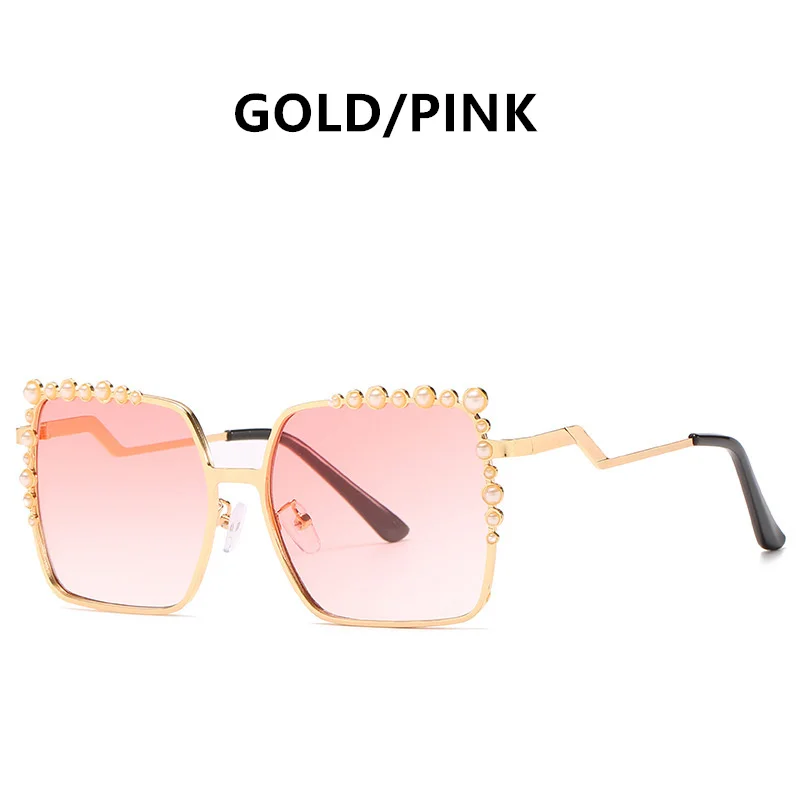 2022 New Luxury Pearl Sunglasses Women Brand Designer Oversized Square Sun Glasses Ladies Fashion Shades Oculos De Sol UV400 oversized sunglasses Sunglasses