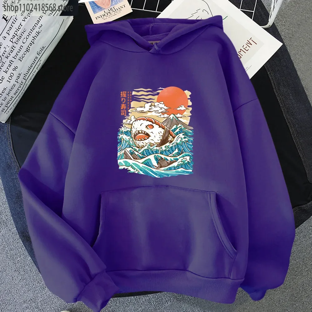 Sharkiri Sushi Hoodies Cartoon Anime Sweatshirt for Men Y2k Pullover Fashion Streetwear Women Kawaii Clothes Winter Fleece Tops