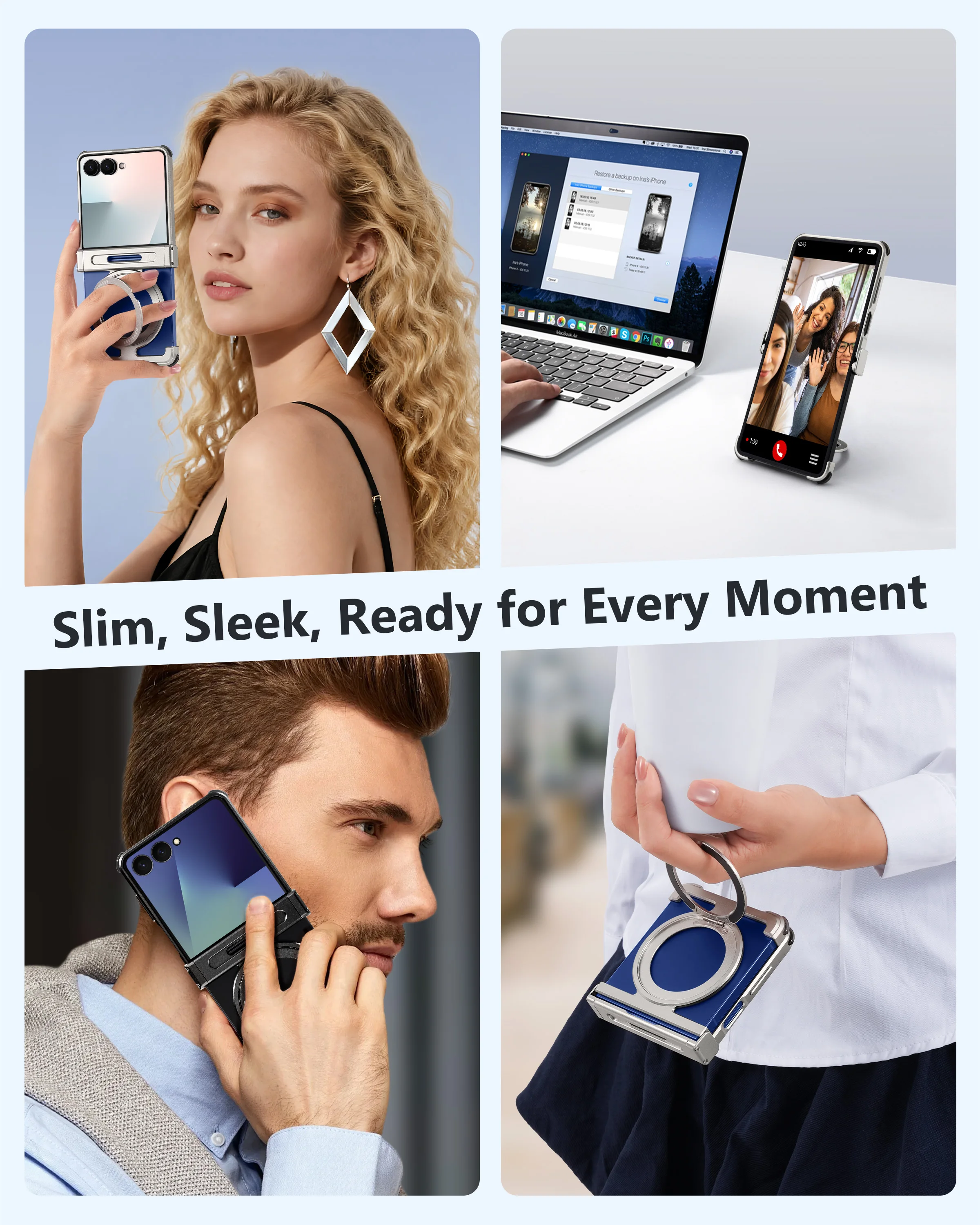 Eary Aluminum Metal Case for Samsung Galaxy Z Flip 7 with 360°Rotate Magnetic Ring Stand Ultra-Thin Slim Shells Shockproof Cover